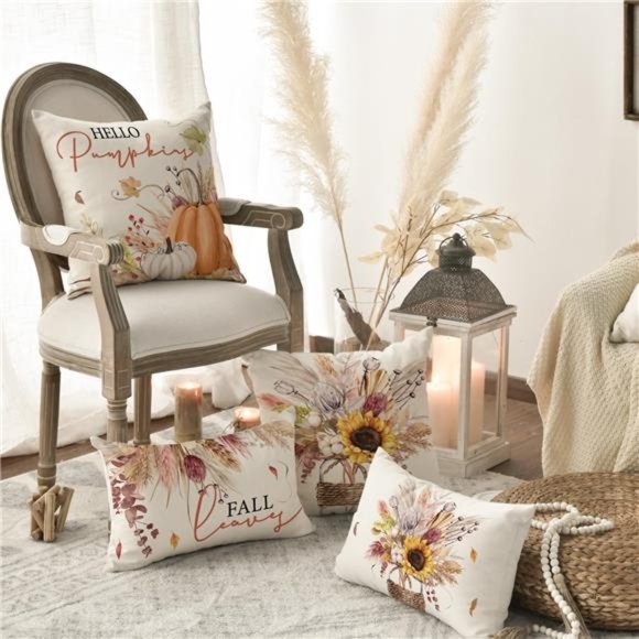 Set of 4 Thanksgiving Throw Pillow Covers  |  18 x 18 Inches - Picture 3 of 8